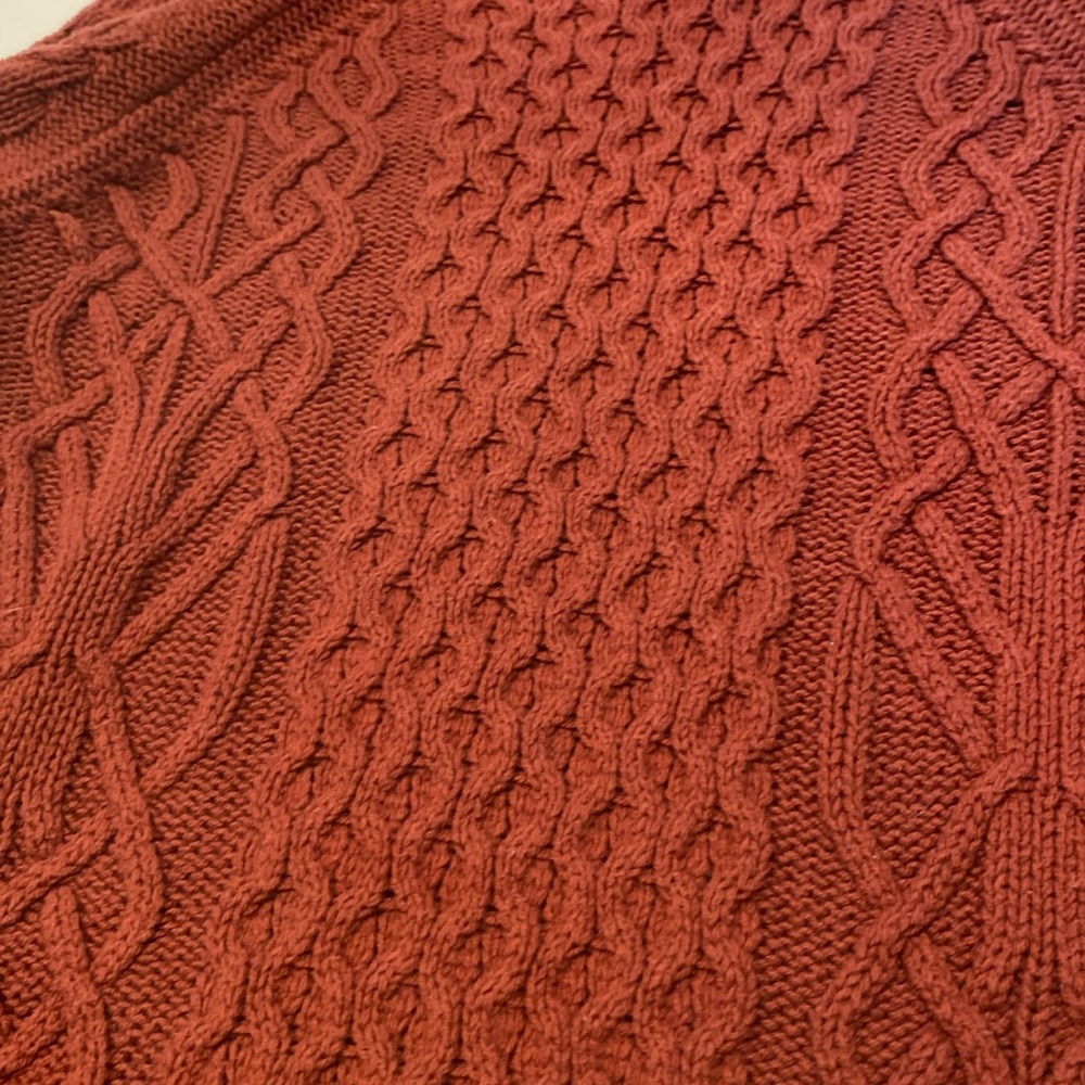 Preswick & Moore Deep Burnt Orange Cable Knit Turtleneck Sweater - Picture 4 of 5